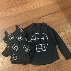 NUNUNU one piece swimsuit and rashguard